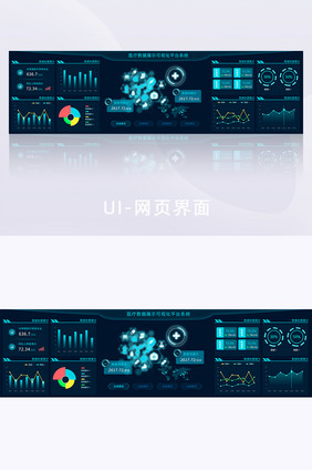 科技风医疗数据系统可视化大屏界面设计