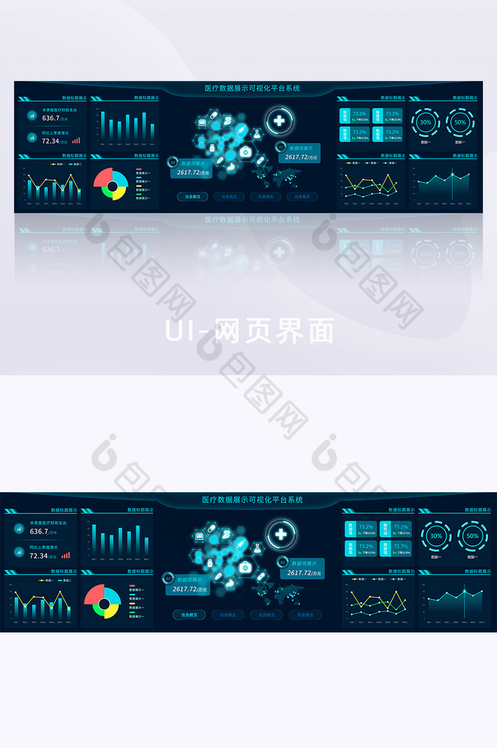 科技风医疗数据系统可视化大屏界面设计图片图片