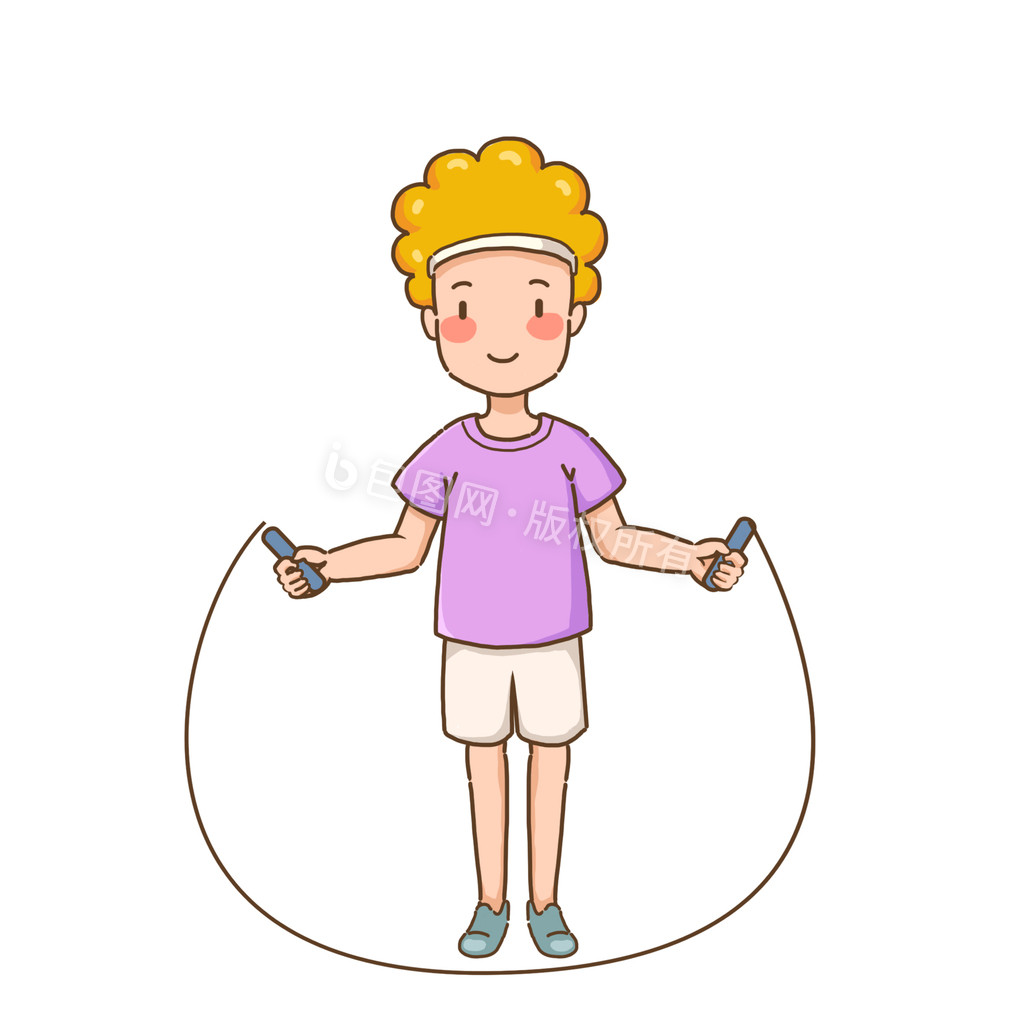 卡通男孩体育运动跳绳动图gif