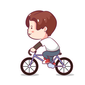 卡通男孩骑自行车动图GIF