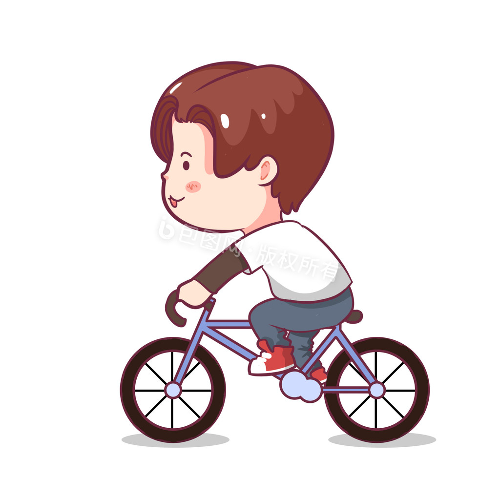 卡通骑自行车的男生图片-图行天下素材网