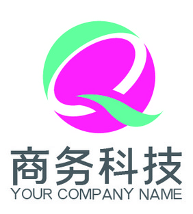 创意玫红色半圆立体Q字母logo