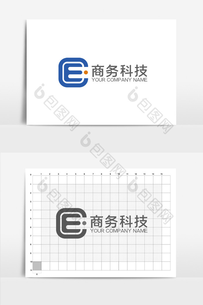 网络科技蓝商务活动字母Elogo标志