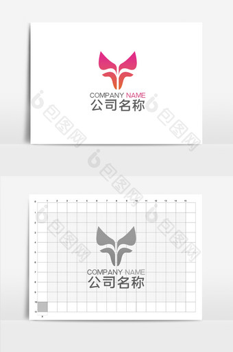 创意炫彩紫动物狐狸商务Y字母logo图片