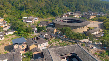 福建土楼大气景区古建筑航拍