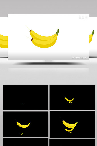 简约扁平画风食品水果类香蕉mg动画图片