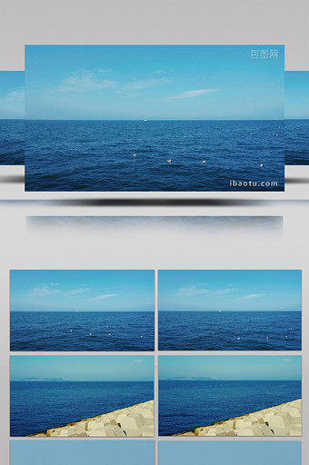 自然风景唯美大海海水海上轮船海边风光实拍图片