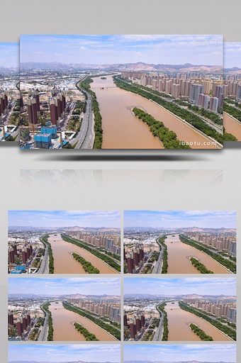 甘肃兰州市安宁区黄河城市4K航拍图片