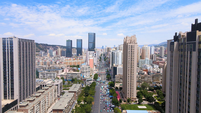 甘肃兰州城市中心建筑街景4k航拍