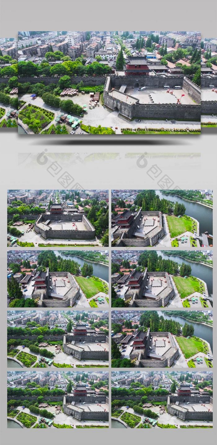 城市大气湖北荆州古城古城墙航拍历史名城mp4格式【视频下载】-包图网