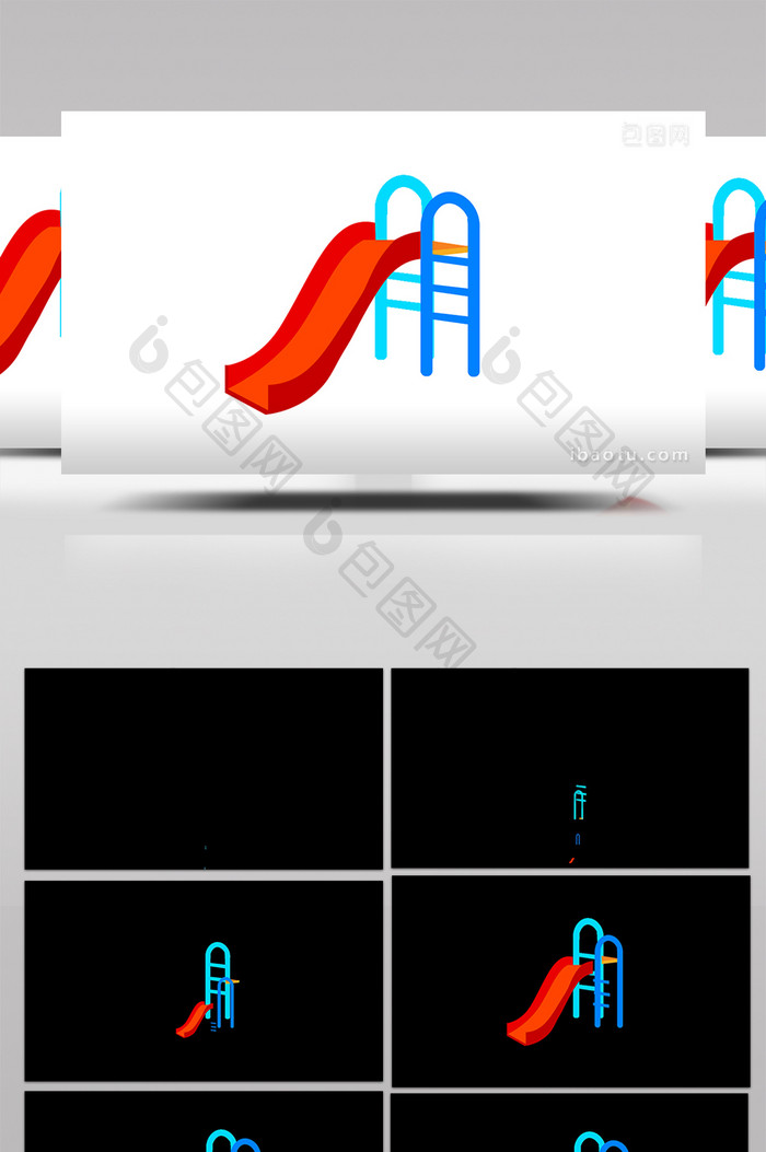 简约扁平画风娱乐设施类滑滑梯mg动画