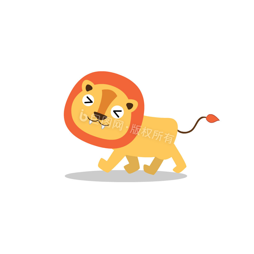 可爱卡通狮子走路动图GIF图片