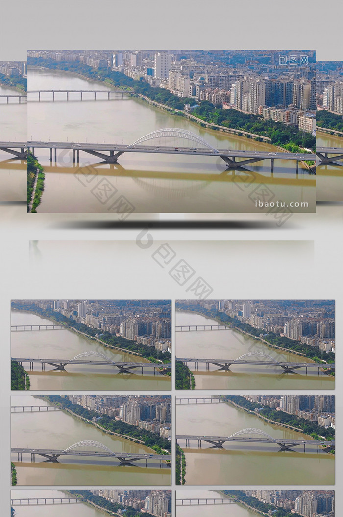 城市交通江西赣州大桥航拍视频