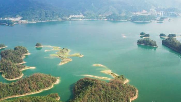 风景杭州市淳安县千岛湖航拍