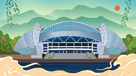 沈阳奥体中心旅游插画图片