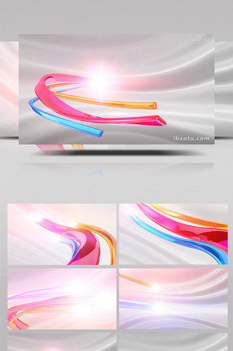 玻璃质感彩色三维光带揭示logoAE模板图片