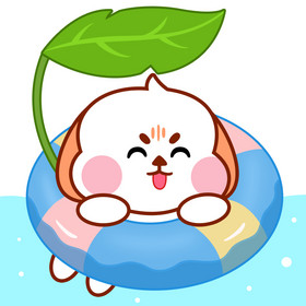白色可爱卡通小狗游泳形象表情GIF图