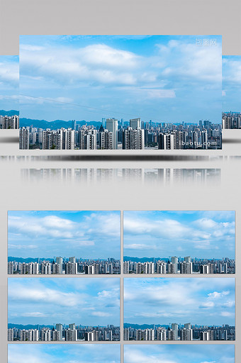 城市风景唯美清新重庆夏季城市蓝天白云延时图片