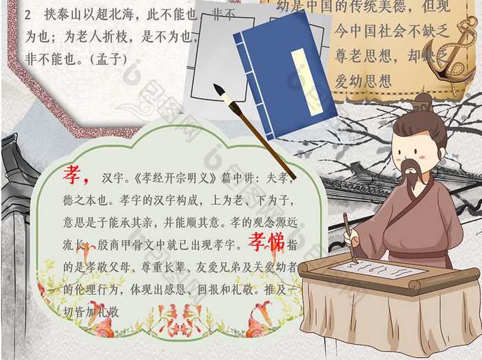 忠孝弘扬传统文化小报word模板