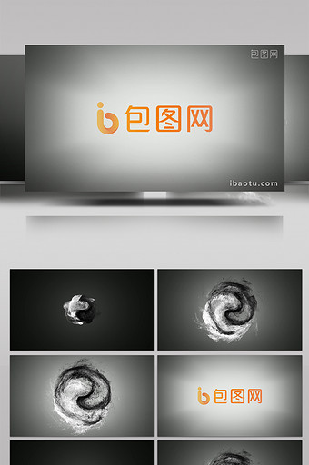 黑白阴阳太极旋转水墨中国风展示PR模板图片