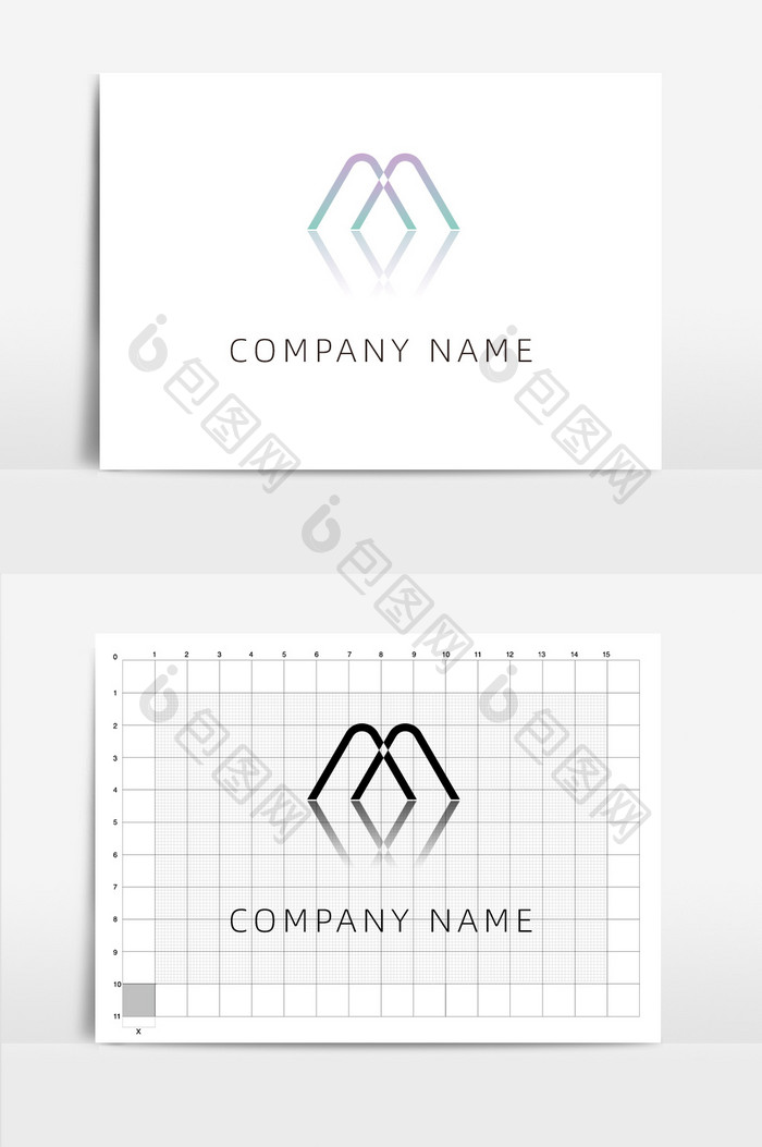 简洁M单个字母logo设计