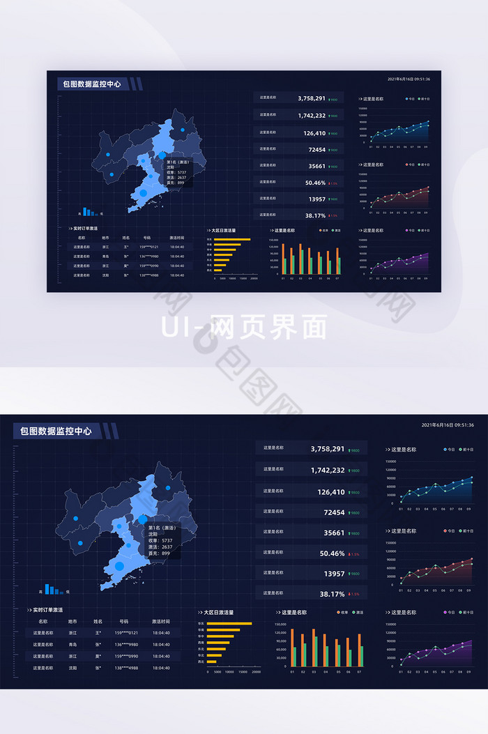 深色扁可视化数据大屏幕图片图片