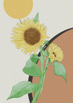 手绘油画黄色向日葵花卉装饰画