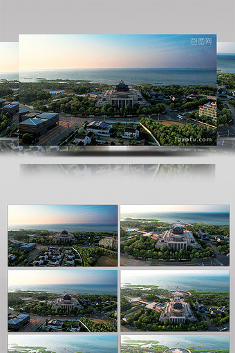 城市地标风景苏州太湖会议中心4K航拍图片