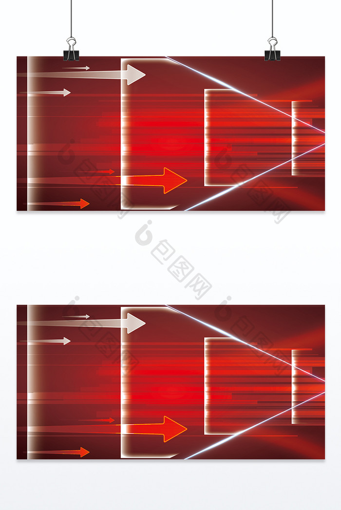 红色商务科技立体空间背景