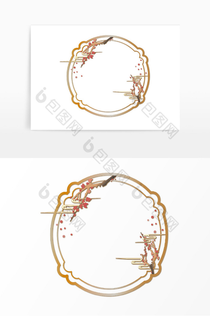 金色梅花标题框图片图片