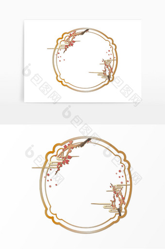 金色中国风梅花标题框元素图片