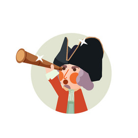 红色卡通航海日船长望远镜动图gif