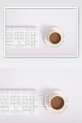 办公桌面咖啡键盘