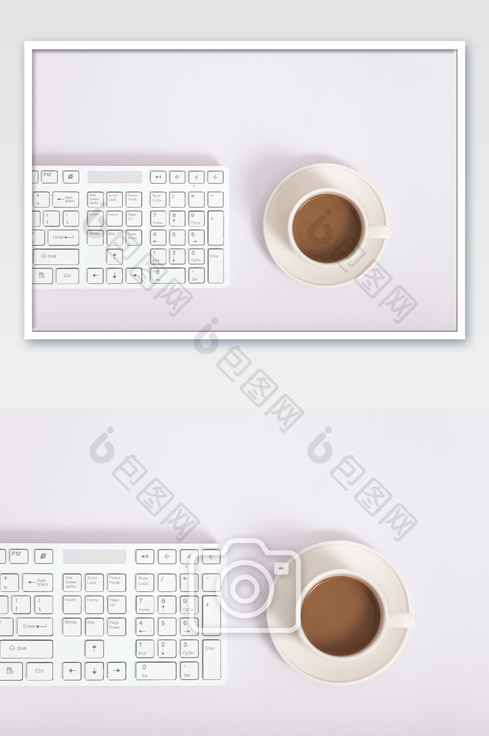 商务办公桌面咖啡键盘素材