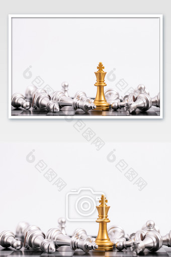 国际象棋金色棋子棋盘创意图片