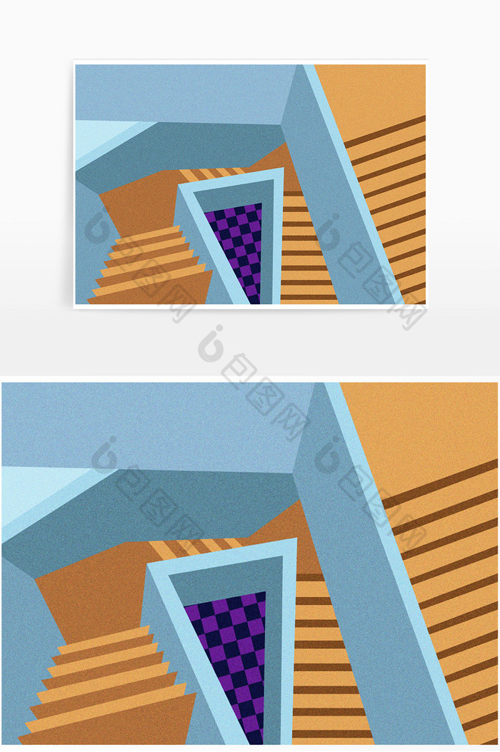 Ins风格楼梯背景形象元素