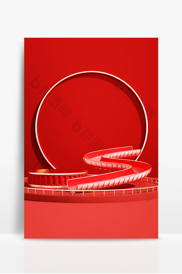 红色大气立体背景 产品展示活动海报背景