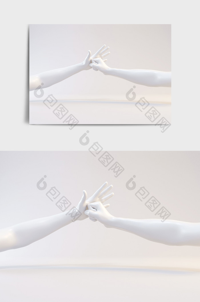 C4D创意写实类双手抱拳手部白膜模型