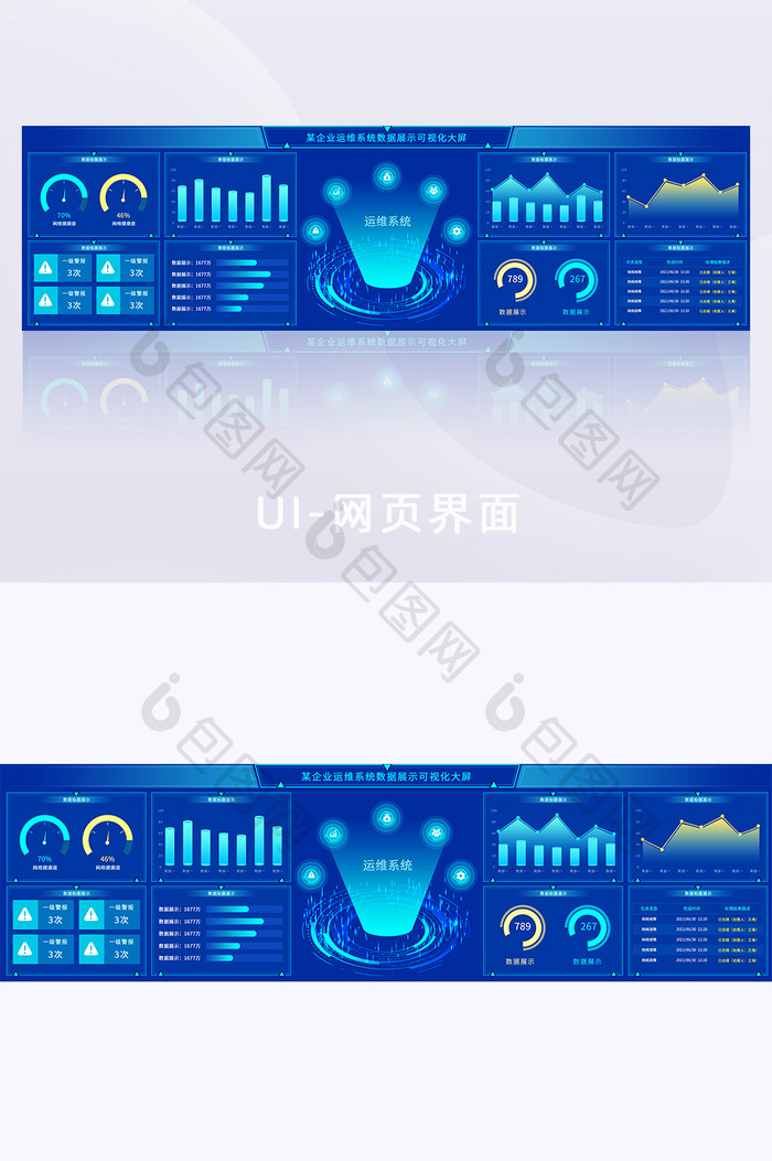 蓝色系统运维大数据可视化界面