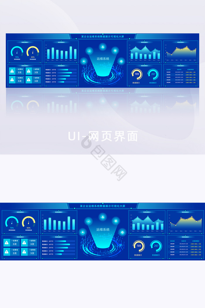 蓝色系统运维大数据可视化界面图片