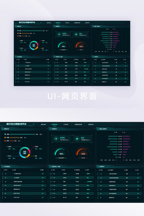 青色医院健康可视化数据大屏UI网页界面