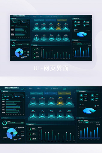 青蓝医院金融数据可视化大屏UI网页界面图片