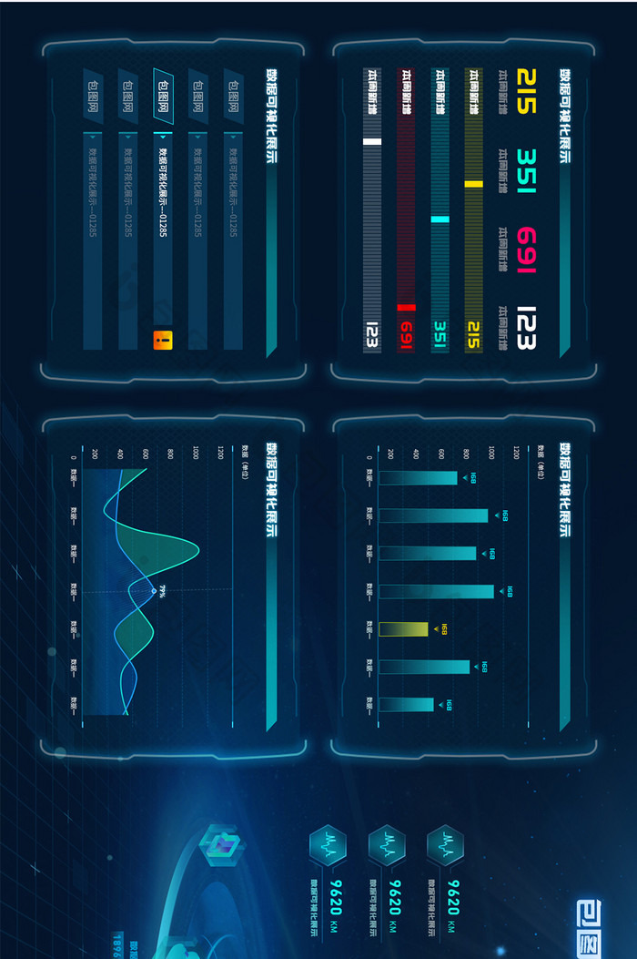 科技感深色酷炫数据可视化界面数据超级大屏