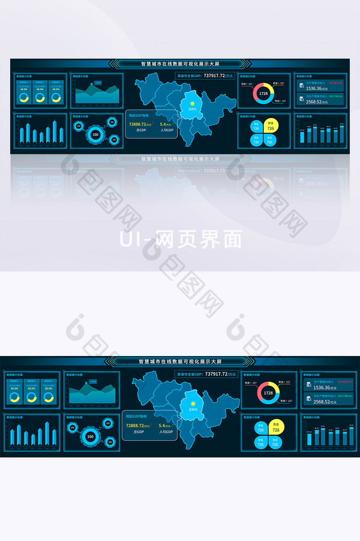 智慧城市GDP统计可视化数据大屏界面