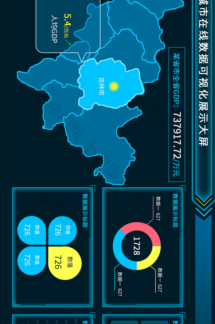 智慧城市GDP统计可视化数据大屏界面