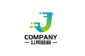 字母J组合蓝绿色渐变通用logo