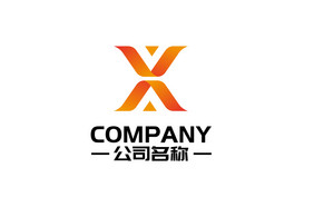 字母X组合橙色渐变通用logo