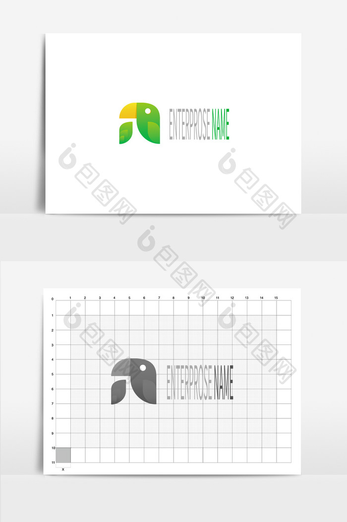 绿色夏天小鸟动物图形通用logo