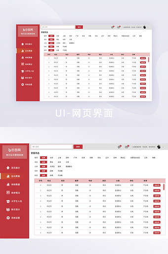 全套网页建军节红色征兵管理网页后台列表图片