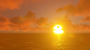 金色天堂海滩日落美景动画背景视频素材